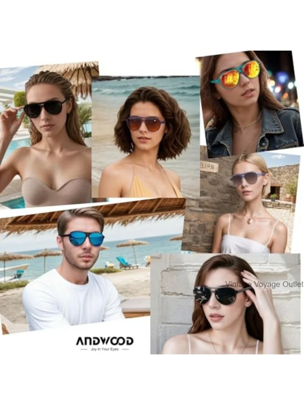 Polarized Aviator Sunglasses with Case - Unisex Retro Plastic Frame Tangle-Free